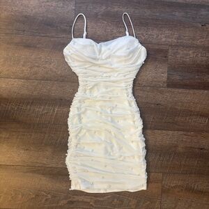 Windsor White Pearl Dress Stretch Sz S Hoco